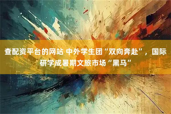 查配资平台的网站 中外学生团“双向奔赴”，国际研学成暑期文旅市场“黑马”